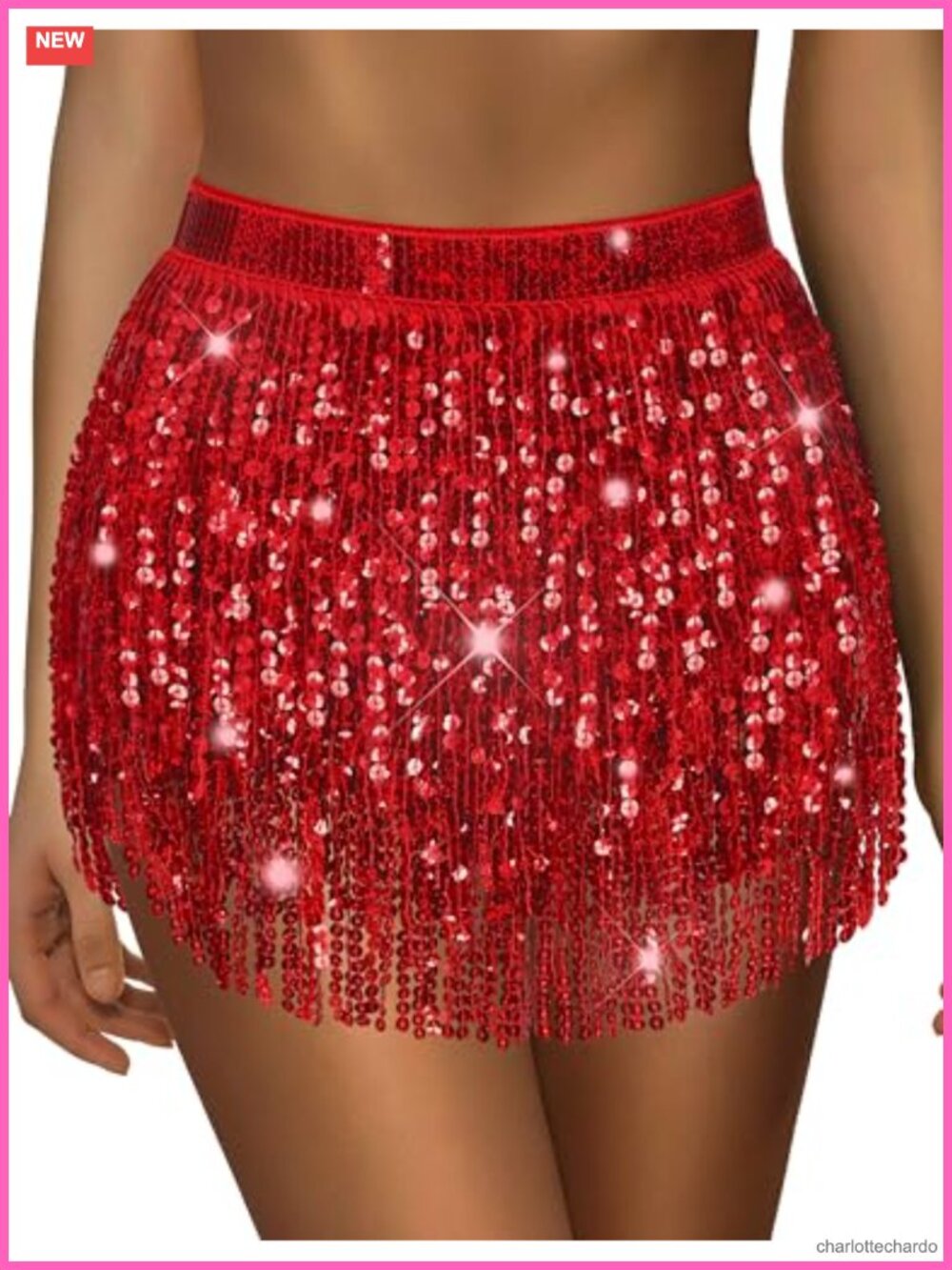 Sequin Fringe Skirt Belly Dance Sparkle Skirt Tassel Rave Women